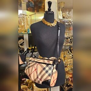 Burberry Tan and Black Nova Check Shoulder Bag
